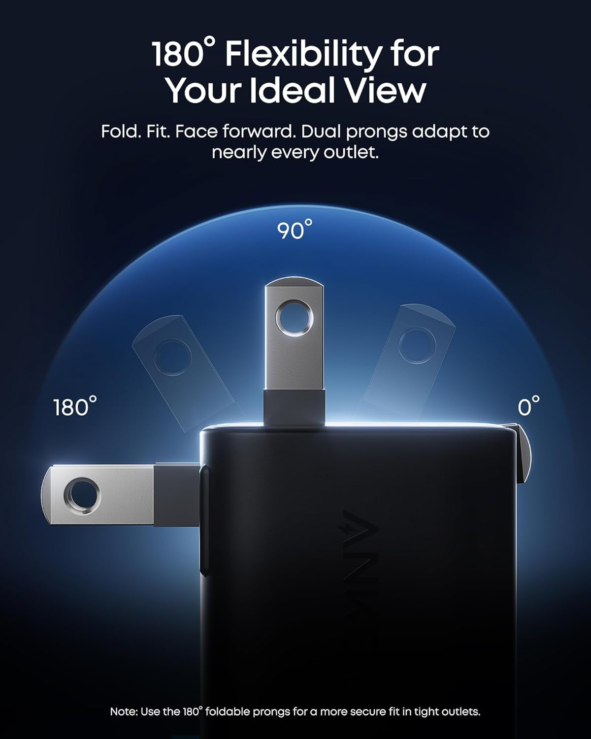 Smart Display Charger,  Nano 45W Gan Fast Charging USB C Charger, 180° Foldable Plug, Smart Recognition, Built-In Care Mode, for Iphone17/16/15(Non-Battery,One USB-C Port,No Cable Included)
