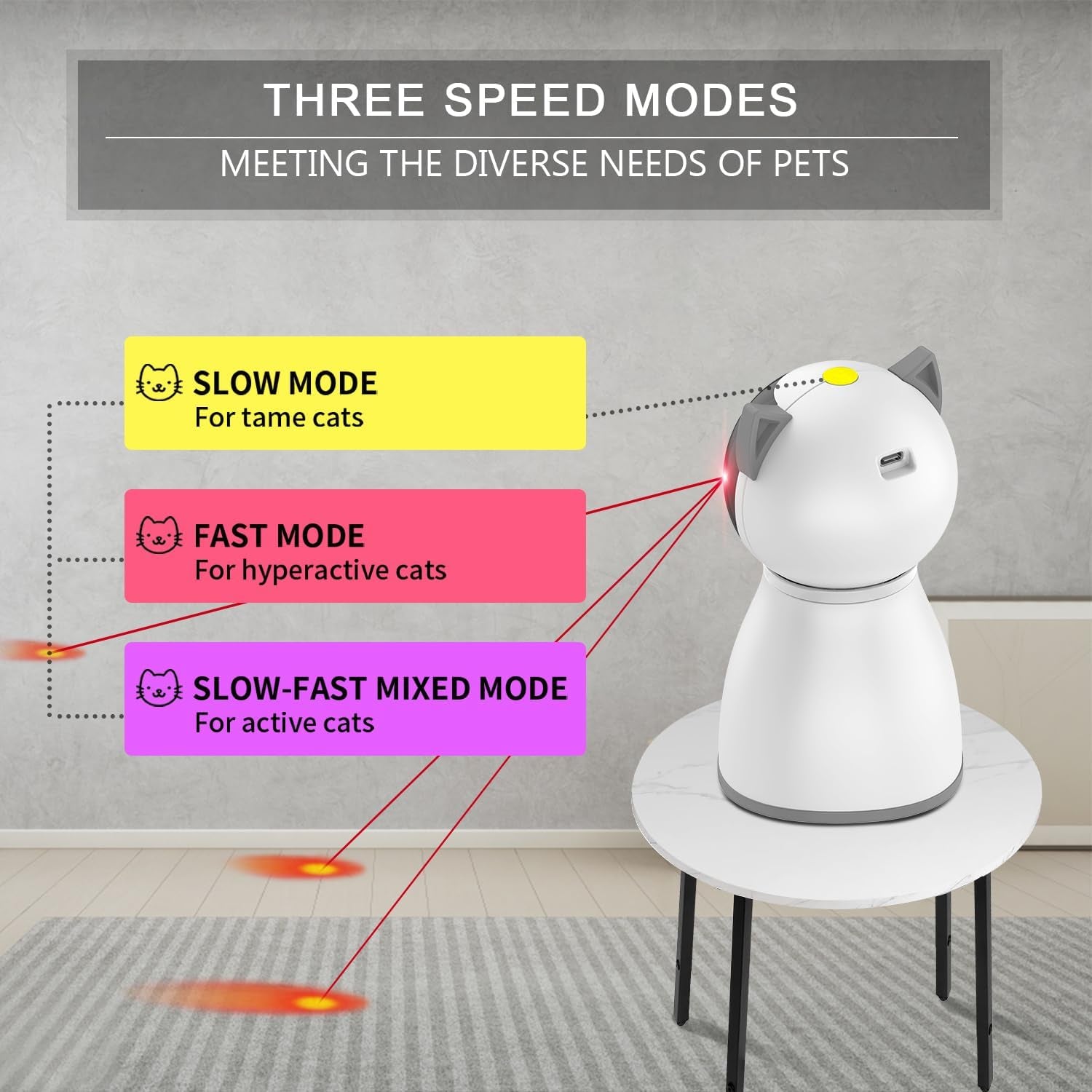 Laser Cat Toys for Indoor Cats,The 4Th Generation Real Random Trajectory Motion Activated Rechargeable Automatic Cat Laser Toy,Interactive Cat Toys for Bored Indoor Adult Cats/Kittens(White)