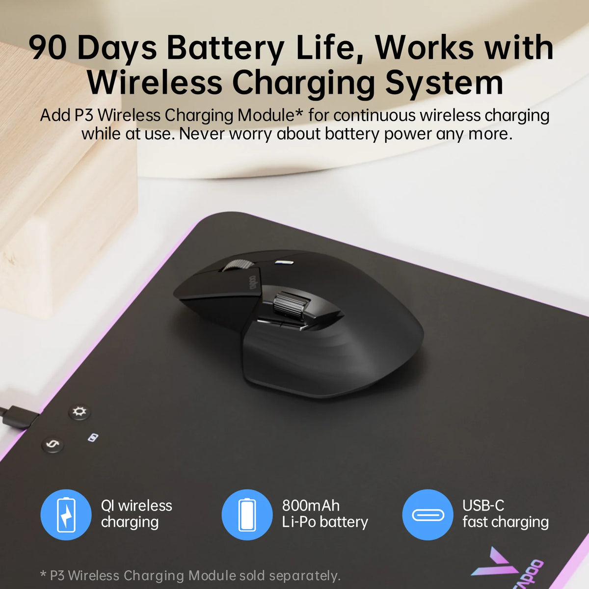 MT760L/MT760M Multi-Mode Ergonomic Wireless Mouse with 4000 DPI and Bluetooth Support for Up to 4 Devices