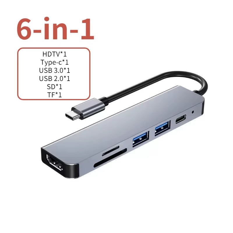 USB-C Hub with 4K HDMI, USB 3.0/2.0, and PD Charging Dock for MacBook, iPad, Samsung S10, Dex, TV, Mouse, Keyboard, and USB Drive