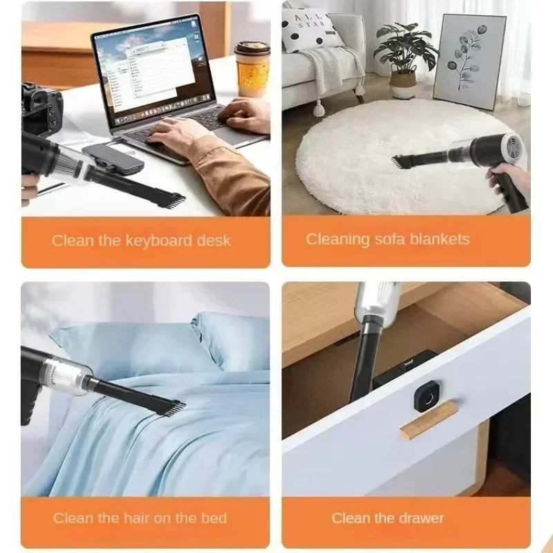 High-Power Cordless Handheld Vacuum Cleaner - 2900000PA Wireless Wet/Dry Dual-Use, USB Rechargeable 1200mAh, 2026 Model