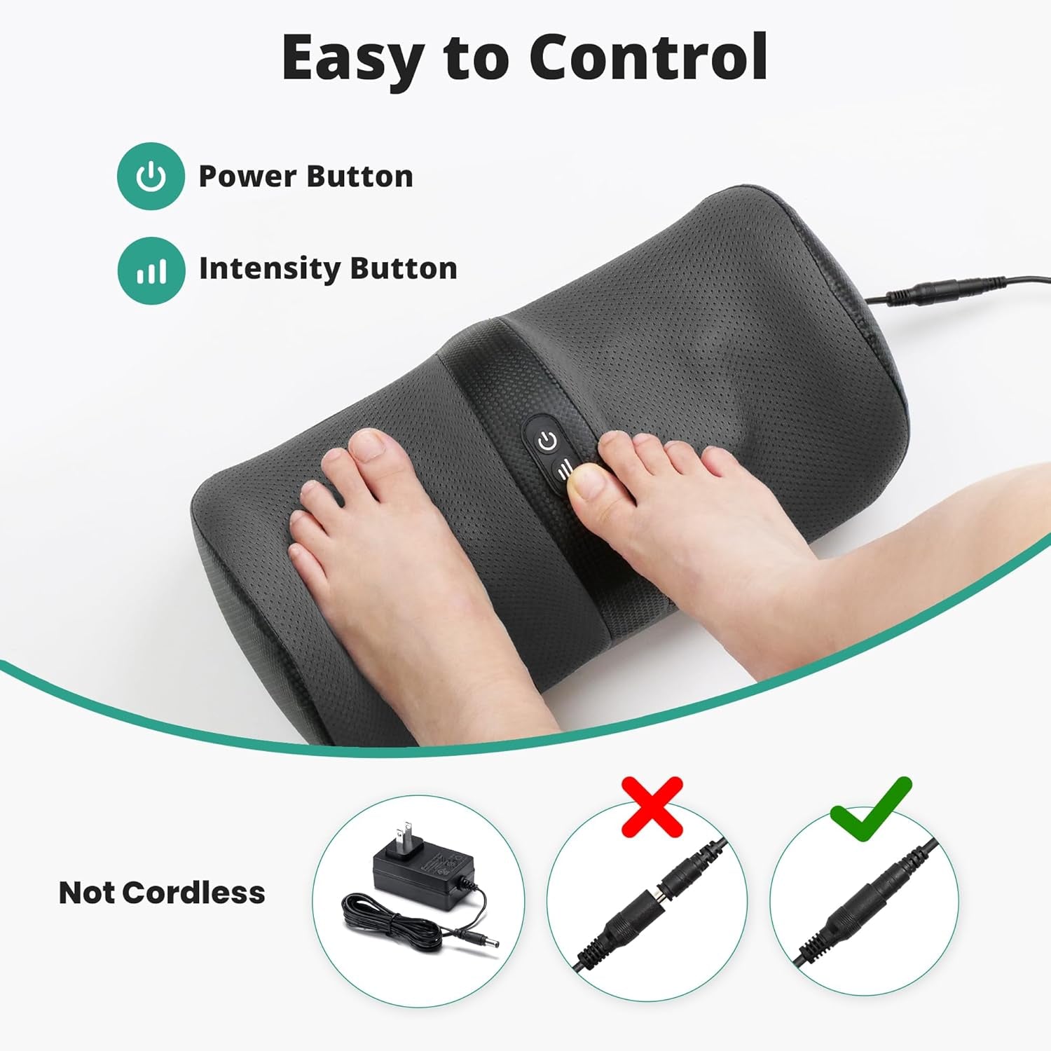 Foot Massager with Heat - Foot and Calf Massager with Massage Roller, Deep Massage for Plantar Fasciitis, Pain Relief, Neuropathy, Relax for Home or Office Use (Not Cordless)