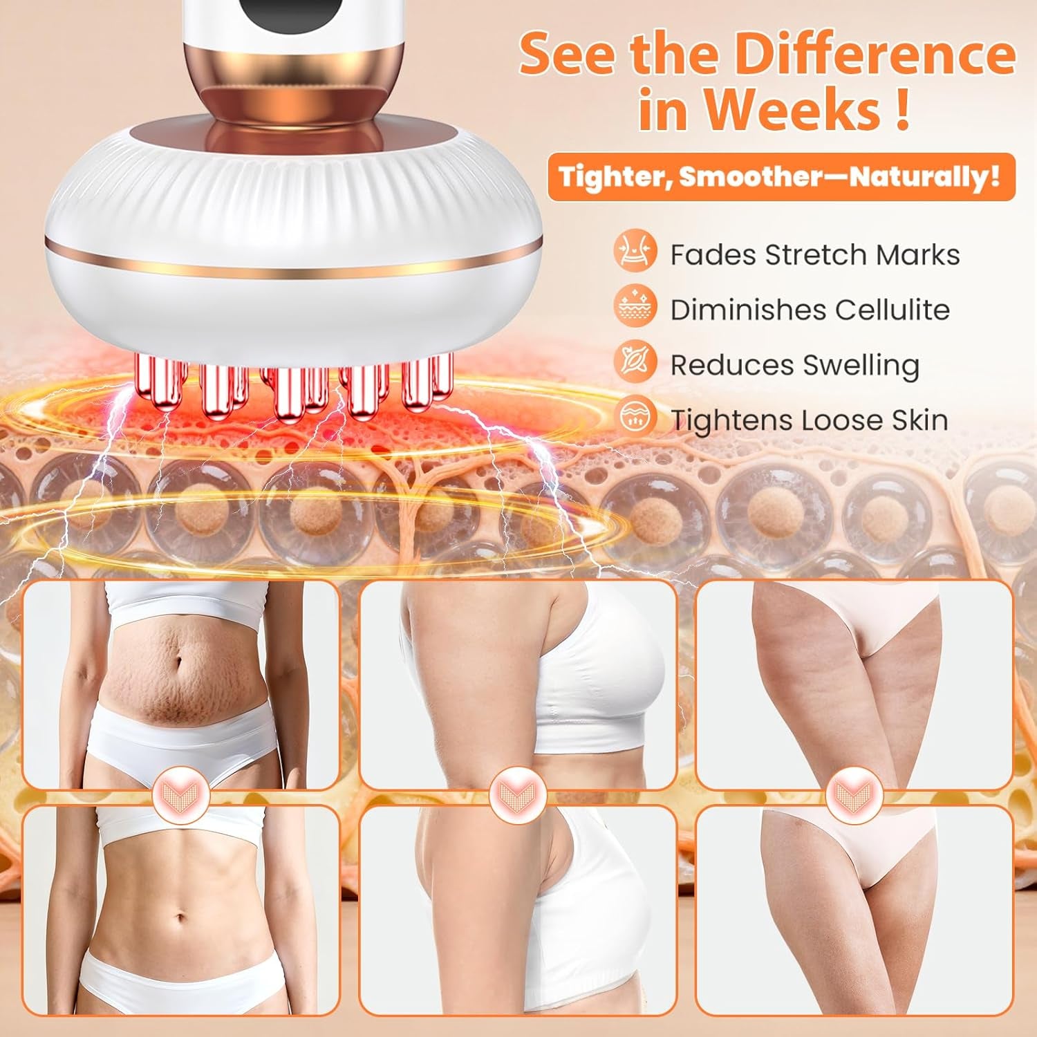 4-In-1 Body Sculpting Machine - Lymphatic Drainage Massager - Anit Cellulite Massage Tool Help Reduce Stretch Marks & Cellulite & Fat, Pain Relife Devices for Body (Belly, Legs, Arms, Butt, Low Back)