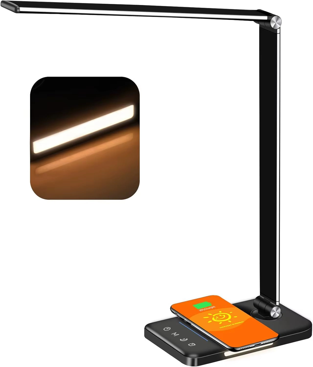 8-In-1 Multifunctional LED Desk Lamp with Fast Wireless Charger, USB Port, Bright Lighting Modes and Timer