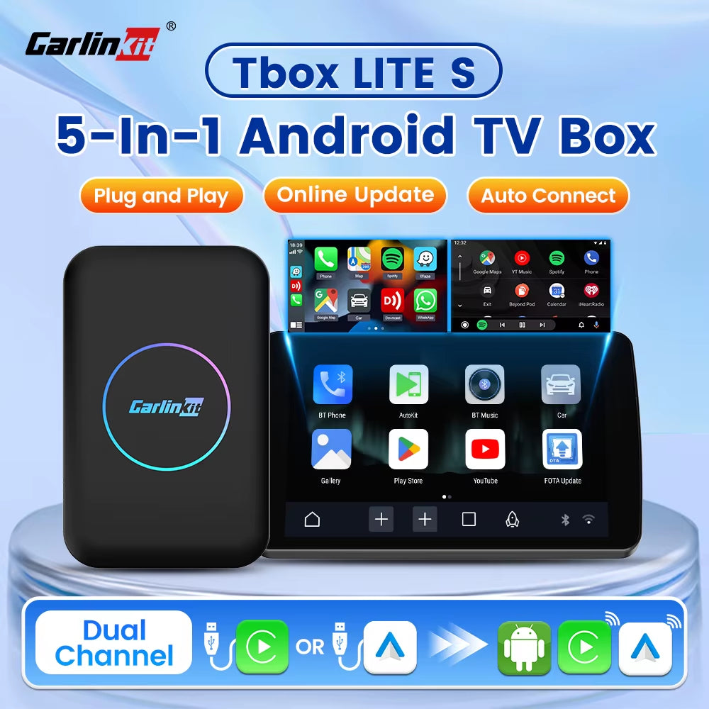 HDMI 5-In-1 Android TV Box Wireless Adapter Support Netflix IPTV Wireless Android Auto & Carplay Dongle for Car Radios