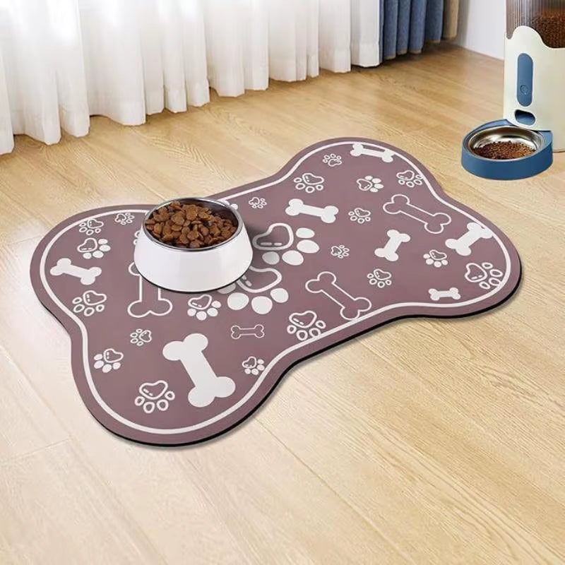 Diatomaceous Absorbent Pet Placemat with Waterproof Quick-Dry Rubber Backing and Non-Slip Design for Food and Water Bowls