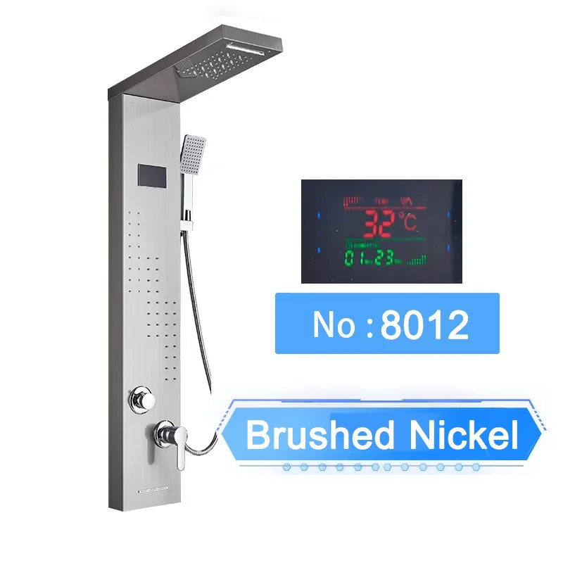 LED Digital Display Shower Panel with Waterfall Rain and SPA Massage Jet System