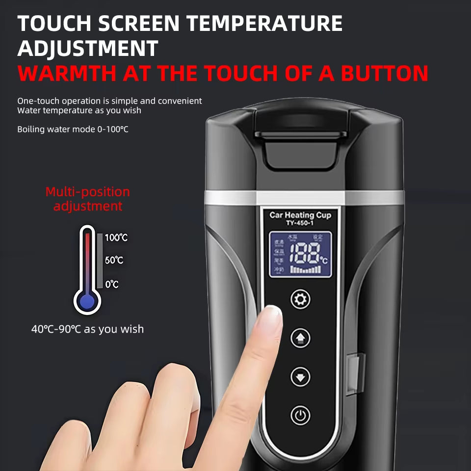 12V24V 500ML Electric Heating Car Water Cup Coffee Milk Dry Boil Protection Travel Kettle Stainless Steel Car Winter Accessories