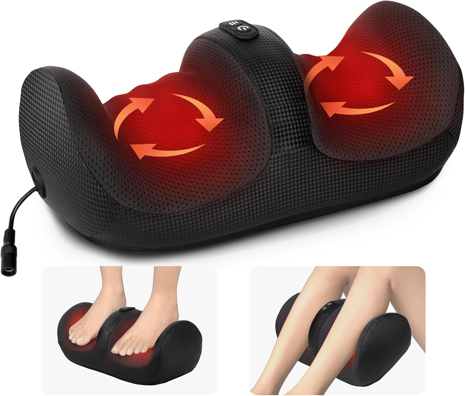 Foot Massager with Heat - Foot and Calf Massager with Massage Roller, Deep Massage for Plantar Fasciitis, Pain Relief, Neuropathy, Relax for Home or Office Use (Not Cordless)