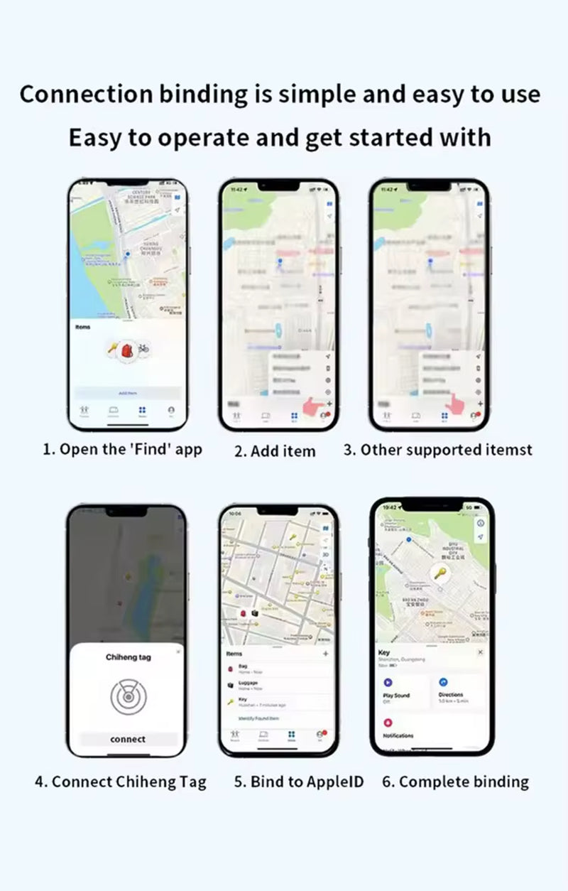 Apple Find My GPS Tracker for AirTag - Smart Bluetooth Item Locator and Key Finder