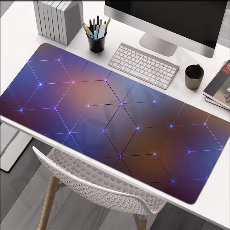 Large Geometric Gaming Mouse Pad - 90x40 cm Desk Mat for PC and Keyboard