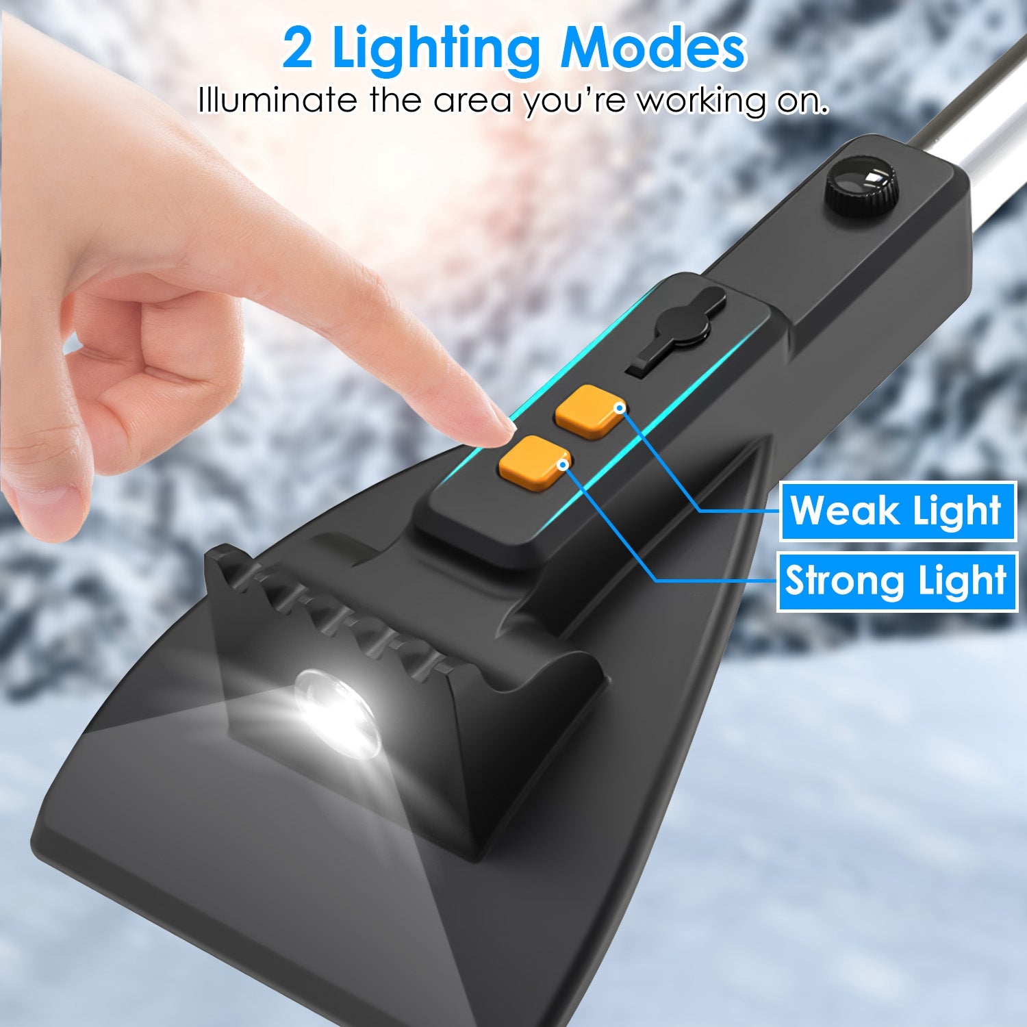 1Pc 3 in 1 Car Snow Removal Shovel with Lights Car Snow Removal Tool Telescopic Windshield Ice Scraper Snow Brush Shovel