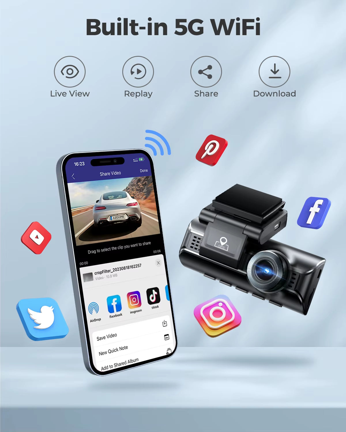 4K Dash Cam M550 Pro Built-In 5.8Ghz Wifi GPS Car DVR Upgrade  M550 Night Vision Parking Monitor Support Rear Cam