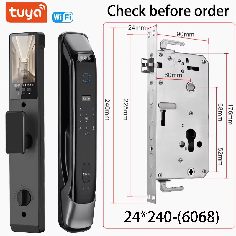 3D Real-Time Intercom Face Recognition Electronic Digital Door Lock with Camera Fingerprint Password Unlock Keyless Door Lock