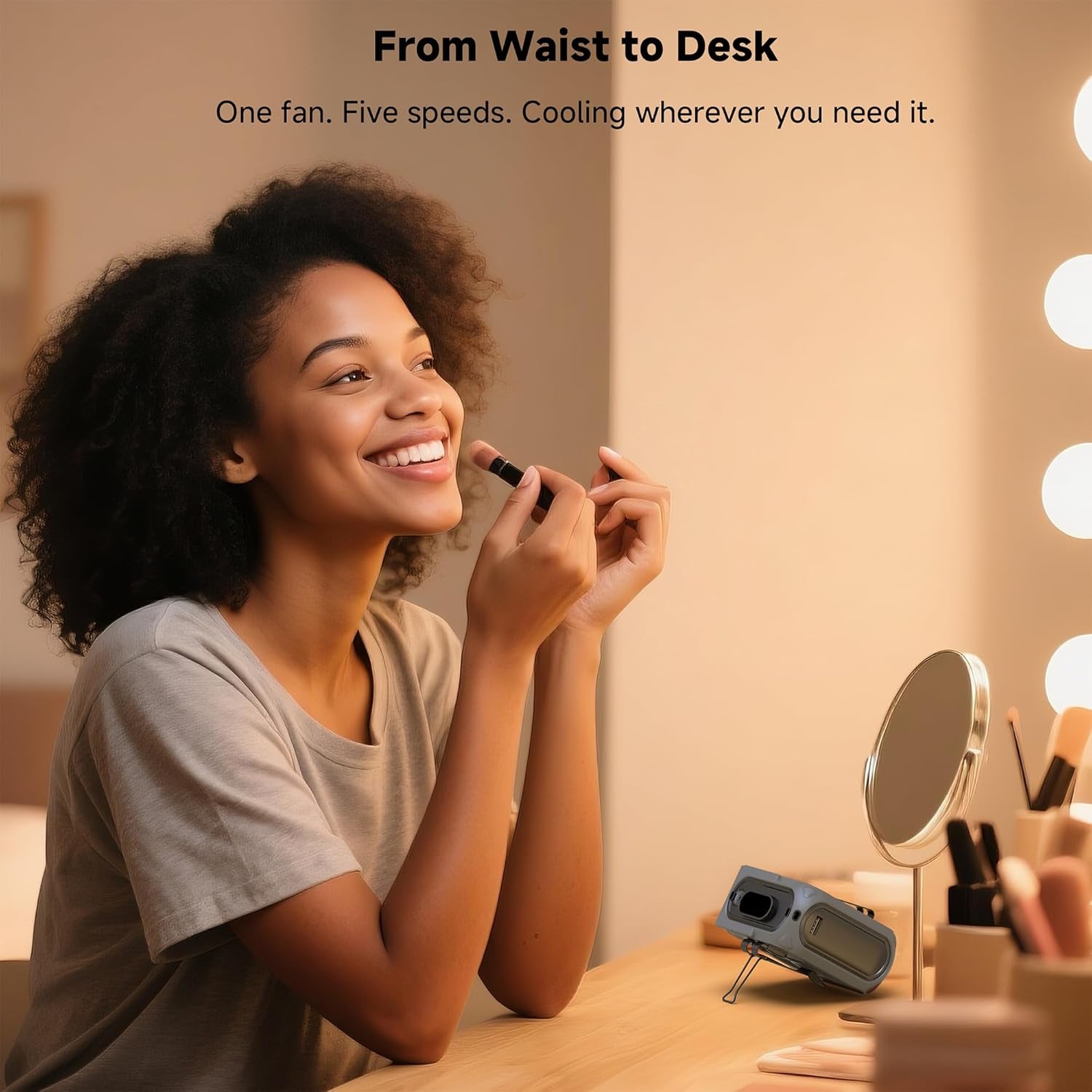 Portable Waist Fan Rechargeable – 10000Mah, 42 Ft/S Max, 5 Speeds 16000RPM, Personal Cooling Wearable Clip Body Belt Shirt Fans, Hanging Neck Fan with Light for Camping Travel Outdoor Indoor