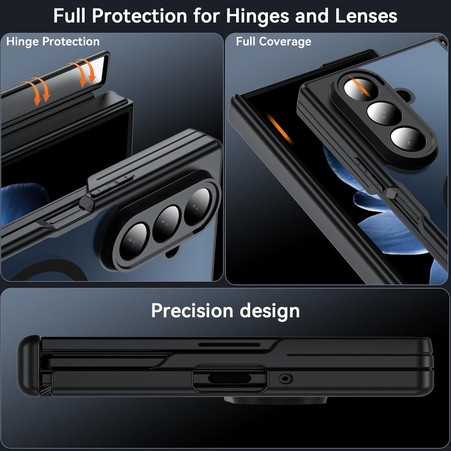for Samsung Galaxy Z Trifold Case Magnetic, Z Trifold Case [Hinge Protection] [Compatible with Magsafe], Magnetic Charing Translucent Matte Back Shockproof Phone Case for Ztrifold, Black