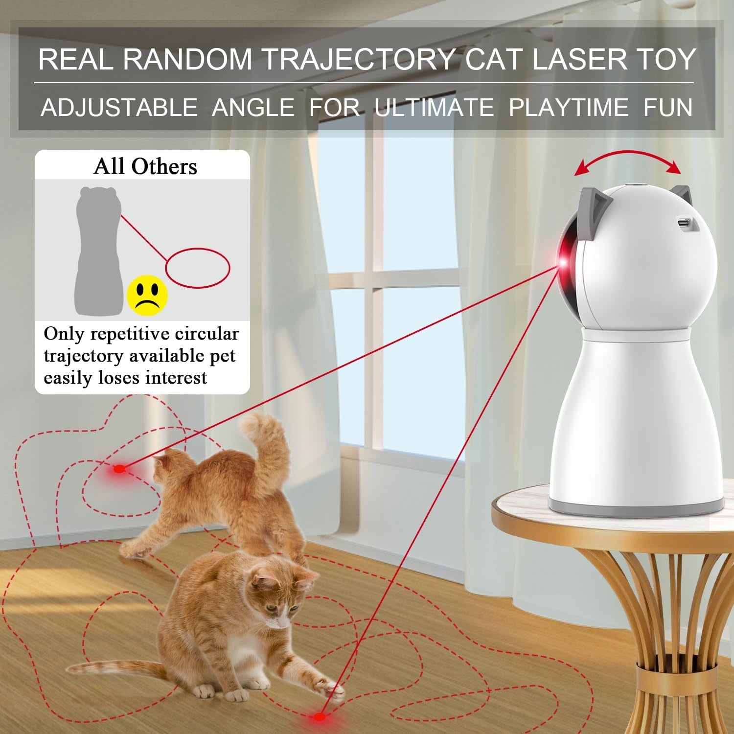 Laser Cat Toys for Indoor Cats,The 4Th Generation Real Random Trajectory Motion Activated Rechargeable Automatic Cat Laser Toy,Interactive Cat Toys for Bored Indoor Adult Cats/Kittens(White)
