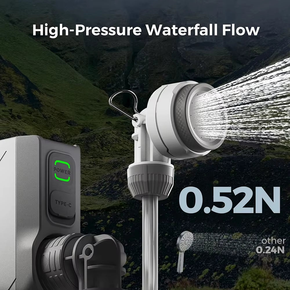 Experience the Great Outdoors with the FLEXTAIL Portable Electric Shower Pump - Your Ultimate IPX7 Waterproof Solution for Camping and Home Cleaning!