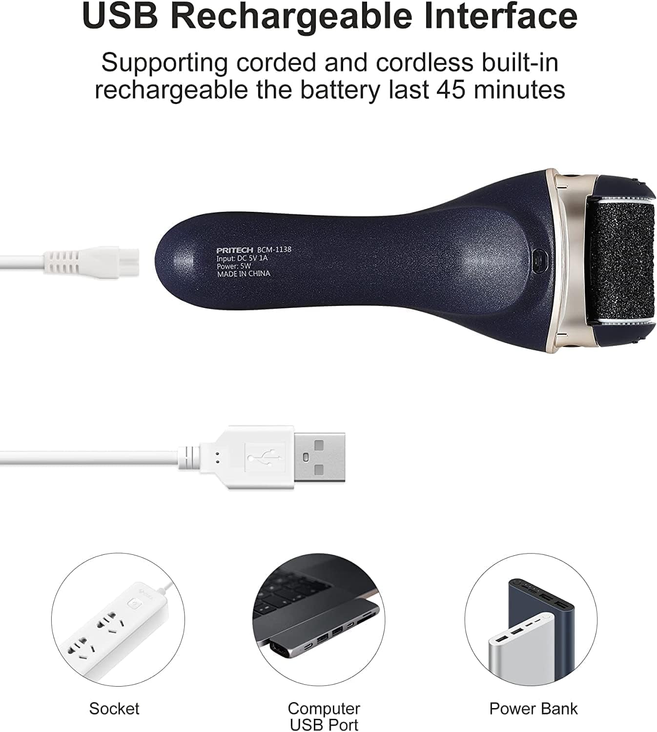 Electric Feet Callus Removers Rechargeable, Portable Electronic Foot File Pedicure Tools, Electric Callus Remover Kit, Professional Pedi Feet Care for Dead, Hard Cracked Dry Skin Ideal Gift (Black)