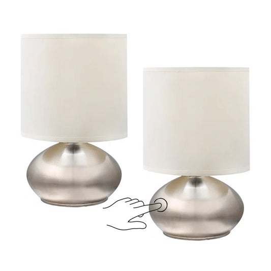 Warminster 9.25" Brushed Steel Table Lamp Set
