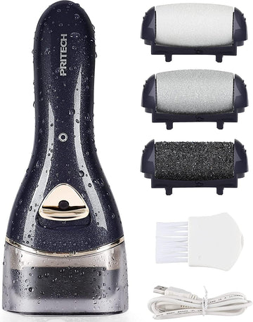 Electric Feet Callus Removers Rechargeable, Portable Electronic Foot File Pedicure Tools, Electric Callus Remover Kit, Professional Pedi Feet Care for Dead, Hard Cracked Dry Skin Ideal Gift (Black)