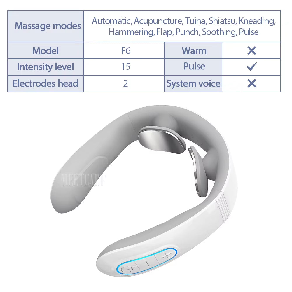 Electric Smart Neck Back Pulse Massager TENS Rechargeable Hot Compression Massage Cervical Vertebra Relax Pain Kneading Therapy