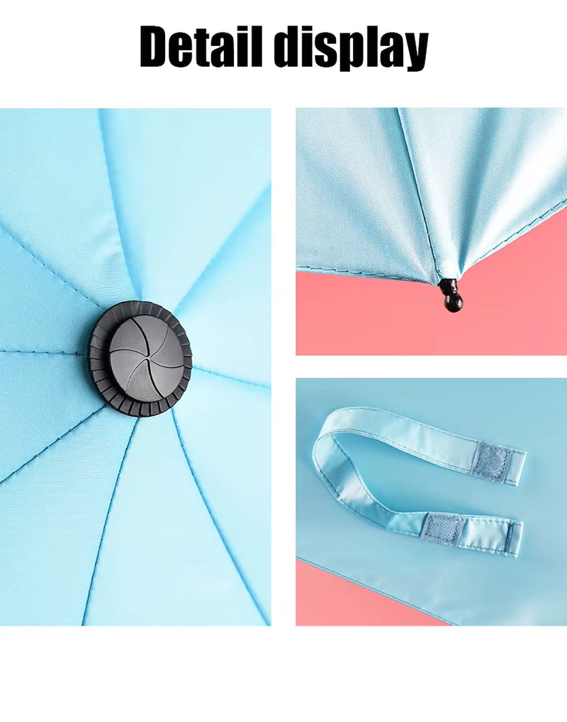 Outdoor USB Chargeable Foldable Umbrella with Fan Beach Parasol Creative Portable UV Umbrella Folding Beach Umbrella