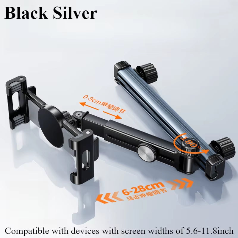 Car Headrest Tablet Holder Mount Back Seat with 360°Rotate Phone Stand 2 Hooks Trip Essentials for Kids for 4.7-12.9 Inch