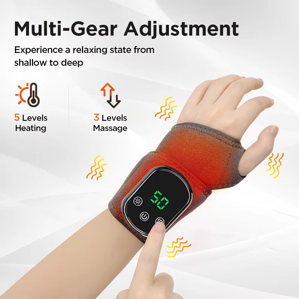 Rechargeable Electric Heating Wrist Guard with Vibration Massage and Hot Compress for Hand and Ankle Support