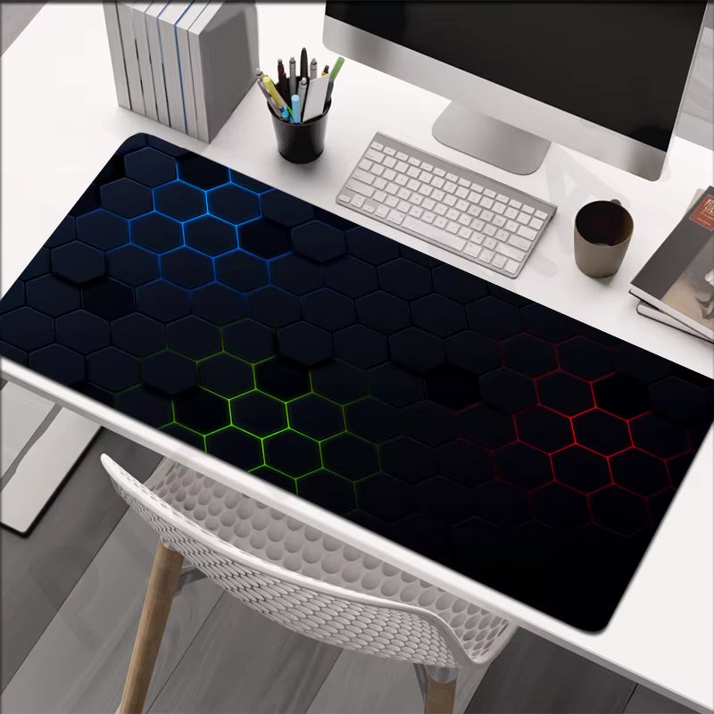 Large Geometric Gaming Mouse Pad - 90x40 cm Desk Mat for PC and Keyboard