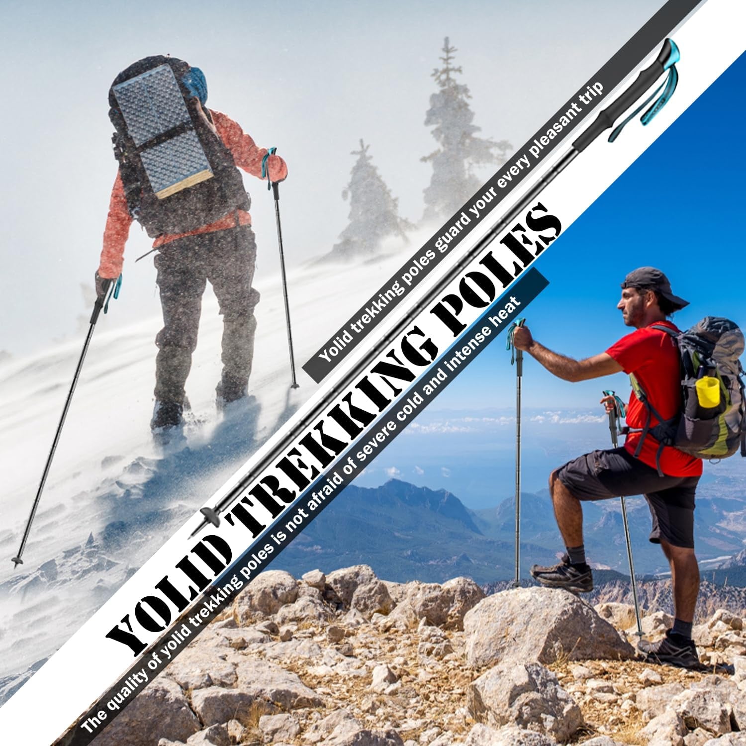 Tactical Walking Stick, Prime 15-In-1 Hiking Poles, Adjustable Multipurpose Tactical Hiking Stick for Men Women Outdoor Adventure Trekking Camping