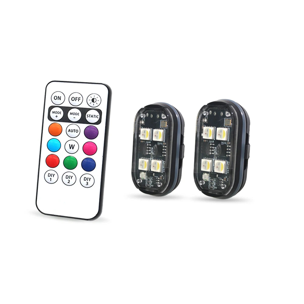 Wireless LED Strobe Lights for Automotive Decoration and Safety, Rechargeable with 8 Color Options