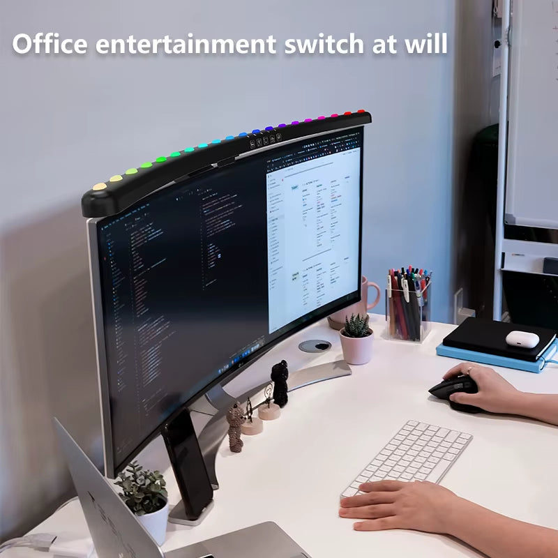 RGB Music Rhythm Computer Monitor Light Bar with Dimming Function for Enhanced Desk and Gaming Experience