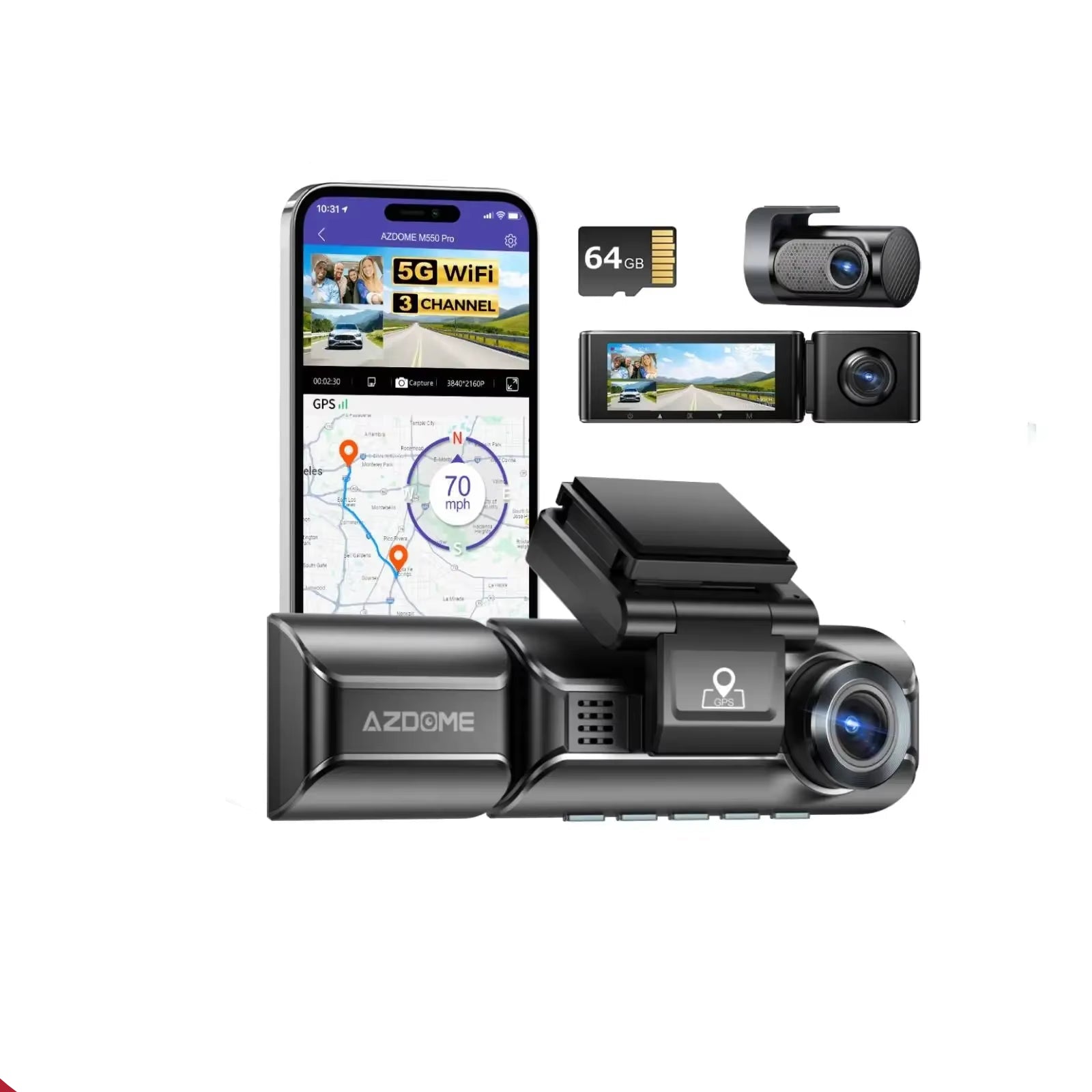 4K Dash Cam M550 Pro Built-In 5.8Ghz Wifi GPS Car DVR Upgrade  M550 Night Vision Parking Monitor Support Rear Cam