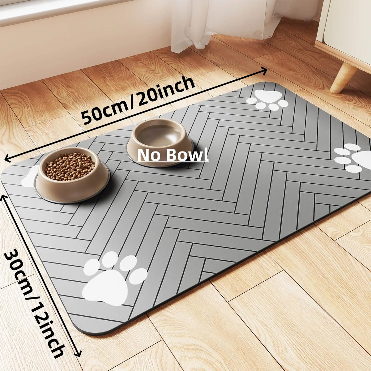Absorbent Pet Feeding Mat with Waterproof Rubber Backing – Quick-Dry Placemat for Food and Water Bowls for Dogs and Cats