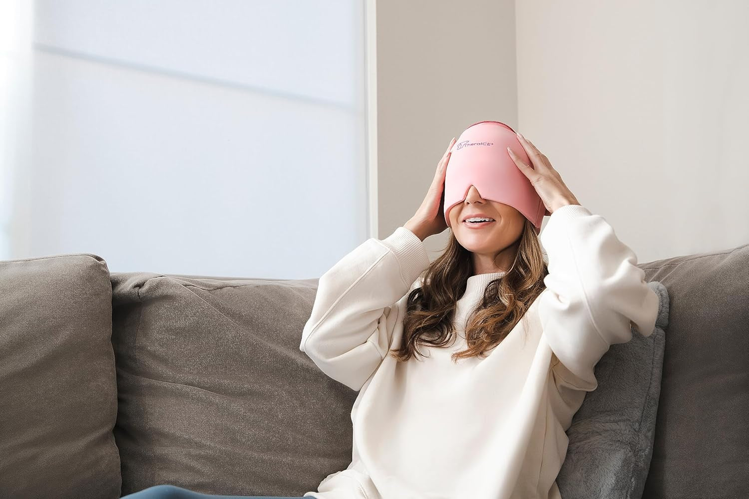 Headache Relief Cap, Migraine Ice Pack Mask Products, Women Cooling Gel Hat, Face Cold Compress Head Wrap for Her Stress. Great Birthday Gift for Mom, Sister, Grandma, Girlfriend, & Teacher