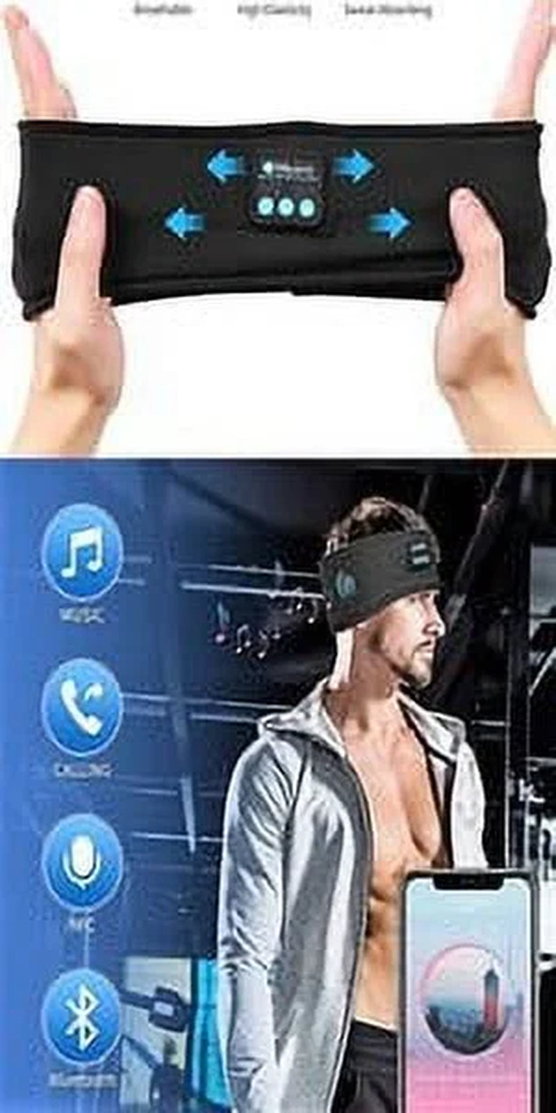 Over-Ear Headphones Wireless Bluetooth Headphones ,Bluetooth Sports Headband, Sleep Headphones for Running, Sleeping, Yoga, Workout, Meditation and More
