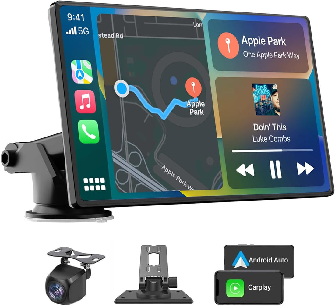 2026 Enhanced Carplay Screen for Car - 7" HD Portable Carplay & Android Auto with Bluetooth, HD Backup Camera, GPS Navigation, Siri, FM Radio, AUX, and Mirror Link – Compatible with All Vehicles