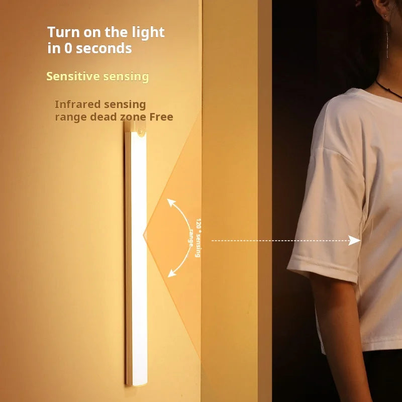 Wireless Rechargeable LED Motion Sensor Cabinet Light - Perfect for Closets, Kitchens, Wardrobes, and Stairs - Battery Operated Night Lighting Solution