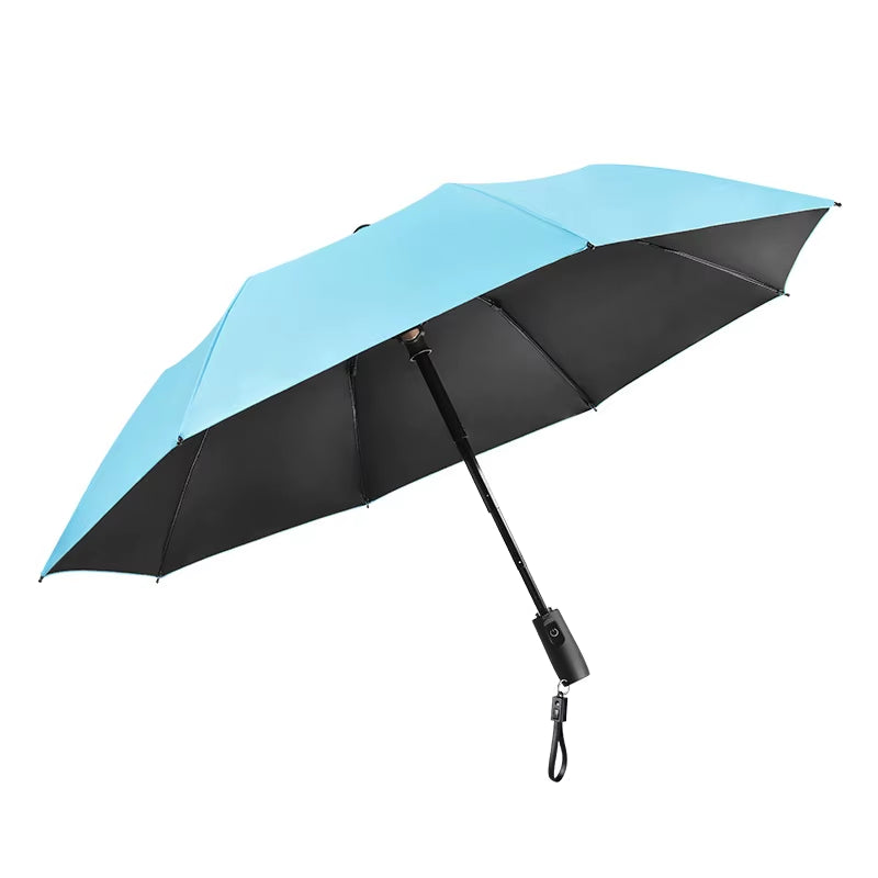 Outdoor USB Chargeable Foldable Umbrella with Fan Beach Parasol Creative Portable UV Umbrella Folding Beach Umbrella