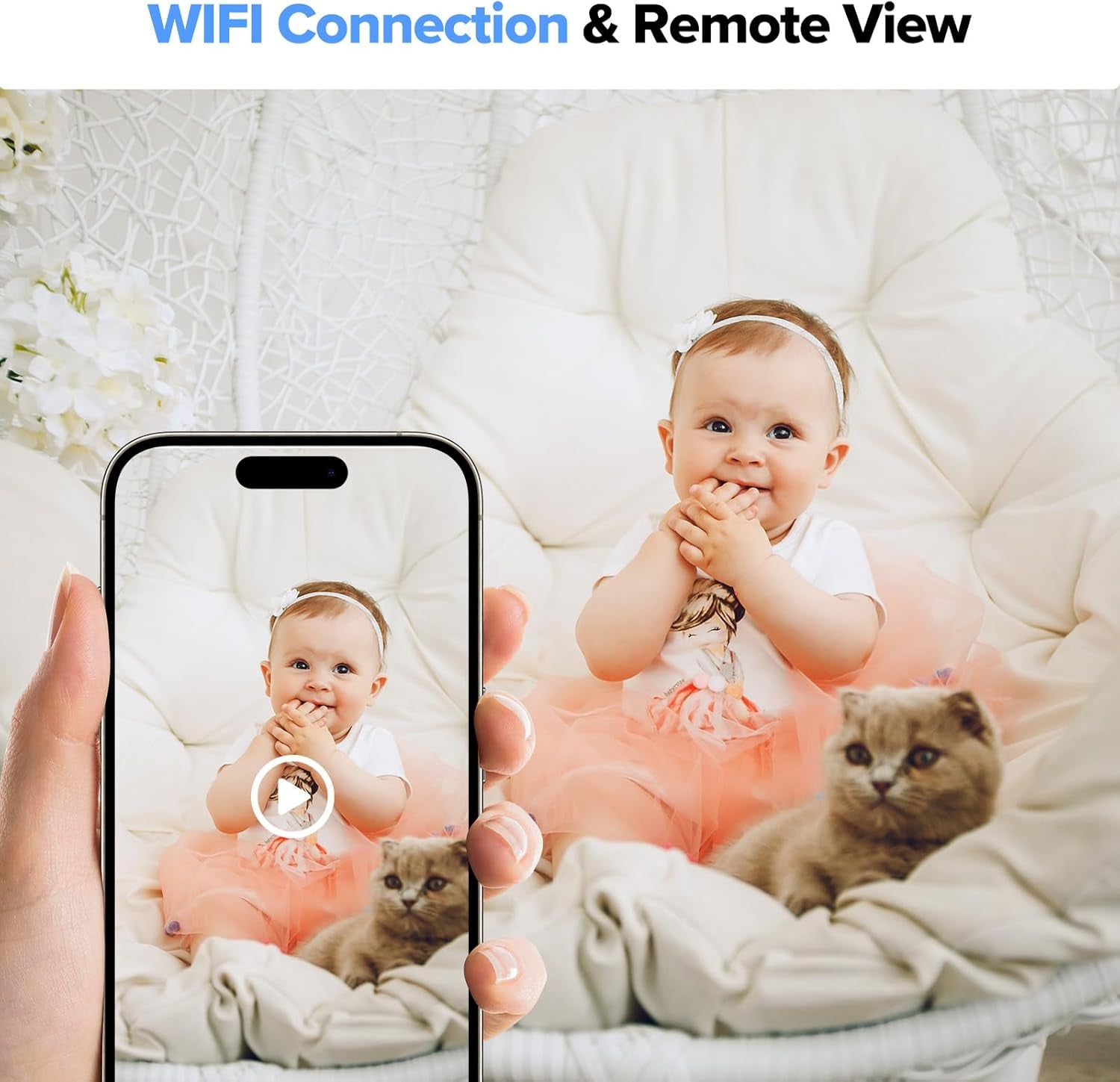 Portable Charger Camera - Full HD 1080P Wifi Camera - Wireless Nanny Cam - Indoor/Outdoor Use - Local/Cloud Storage