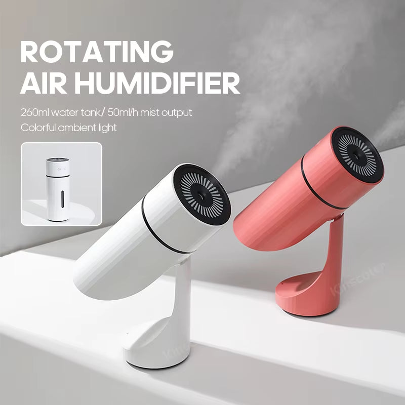 260ML Wireless Air Humidifier USB Aromatherapy Diffuser 1000Mah Rechargeable Battery Ultrasonic Cool Mist Maker Quiet Fogger