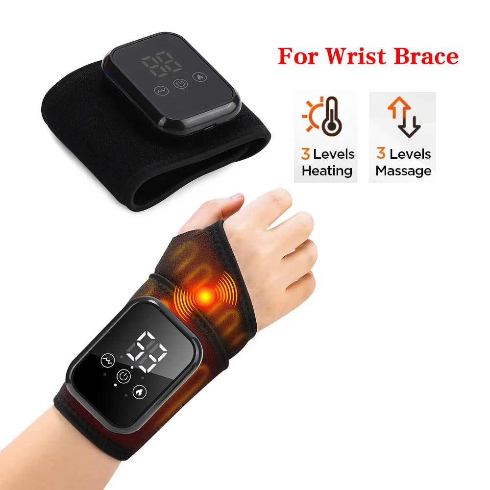 Rechargeable Electric Heating Wrist Guard with Vibration Massage and Hot Compress for Hand and Ankle Support