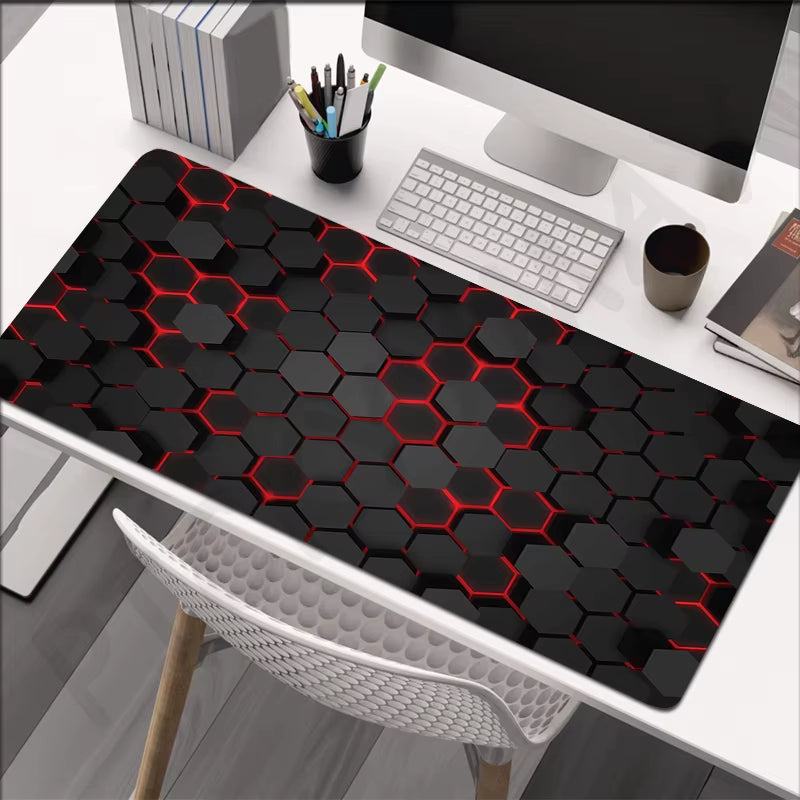 Large Geometric Gaming Mouse Pad - 90x40 cm Desk Mat for PC and Keyboard