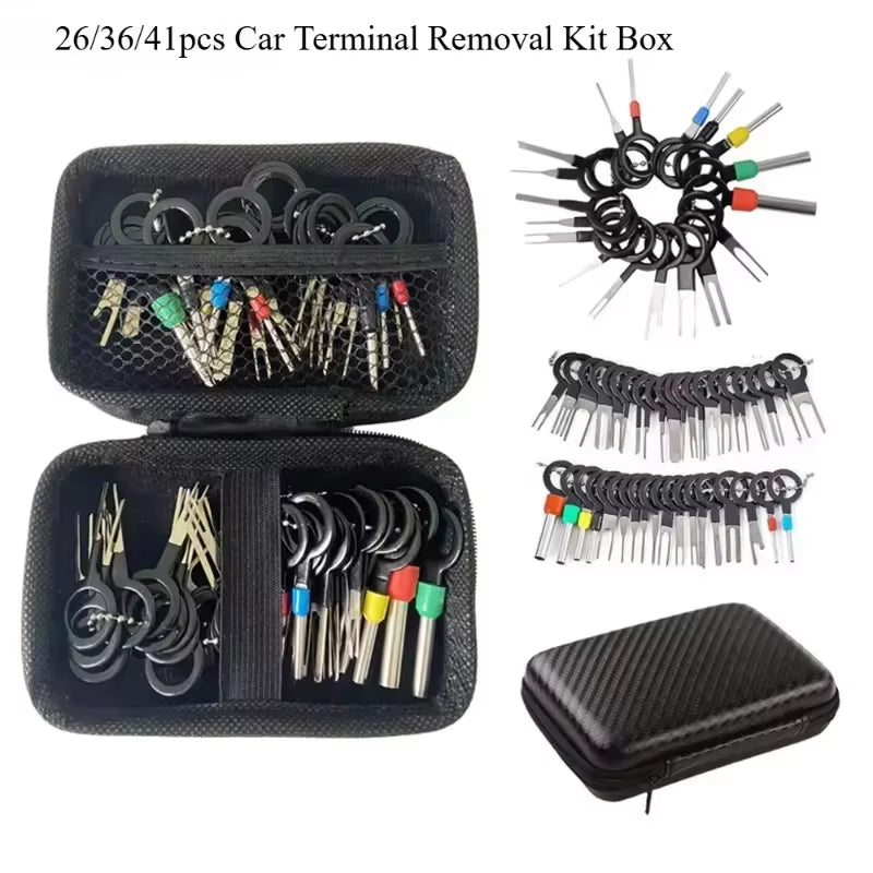 Car Terminal Removal Kit 26/36/41Pcs Wire Plug Connector Extractor Puller Release Pin Extractor Set Terminal Plug Repair Tools