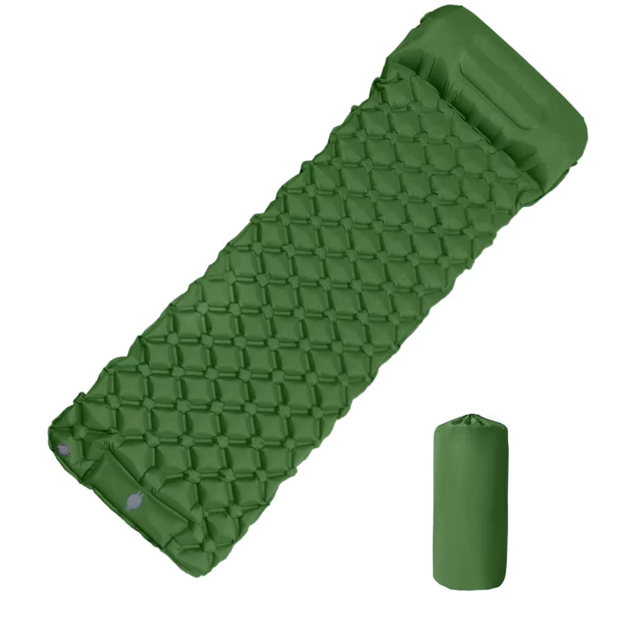 Ultralight Inflatable Camping Mattress with Built-in Pump and Pillows for Hiking