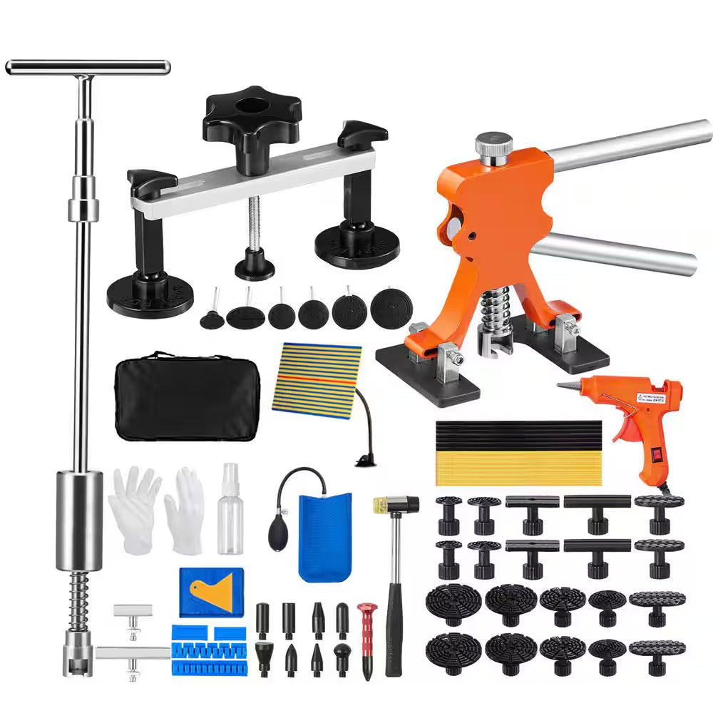 69 PCS Dent Repair Kit, Auto Car Body Paintless Dent Removal Tool Kit, Golden Lifter, Bridge Puller, Slide Hammer Tool