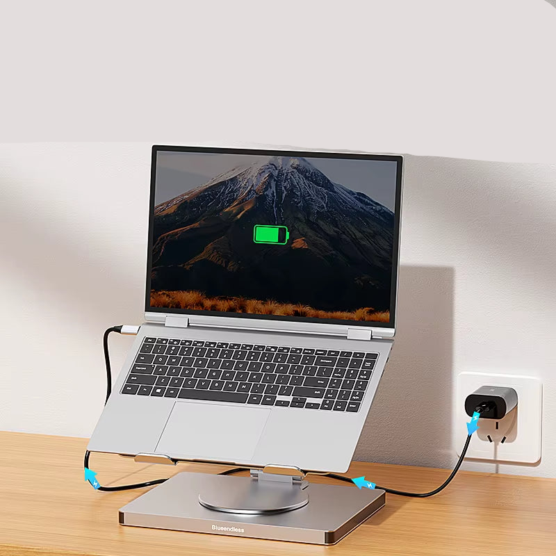 10-in-1 Rotating Aluminum USB-C Hub & Laptop Stand