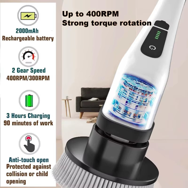 Cordless Electric Spin Scrubber - Versatile Cleaning Brush for Kitchen, Bathroom, and Toilet Use