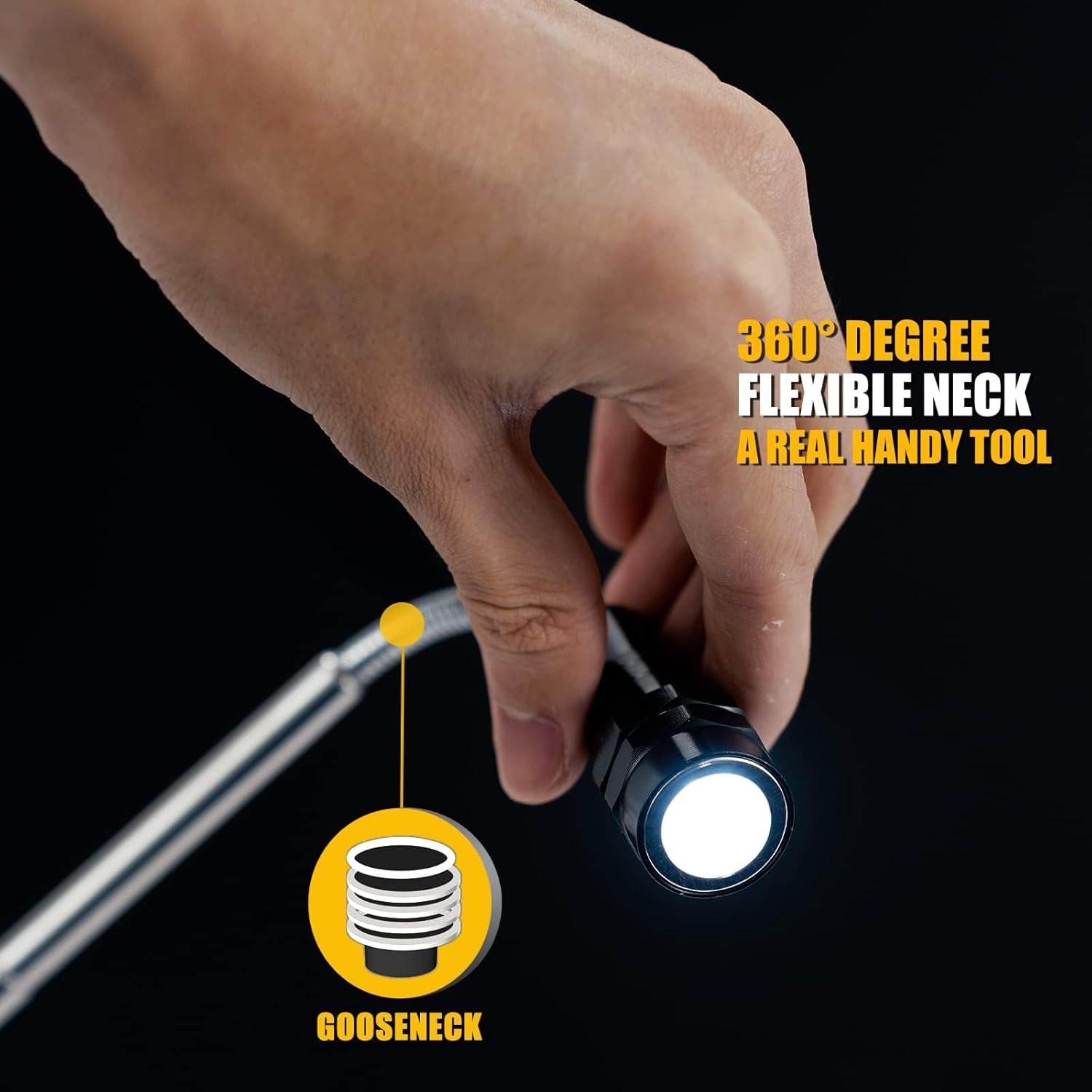 Magnetic Pickup Tool, Gifts for Men, Telescoping Magnet Flashlight, Mens Gifts, Birthday Gifts for Men, Women，Him, Teen Boys, Mechanic, Boyfriend, Dad, Husband, Father, Black